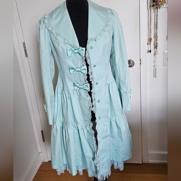 Jesus Diamante hime gyaru lolita aqua blue victorian spring coat - Picture 6 of 13